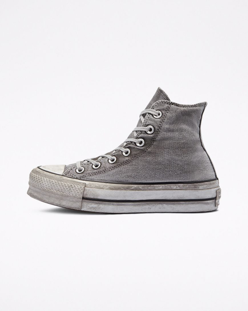 Pantofi Platforma Dama Converse Chuck Taylor All Star Lift Smoked Panza Inalti Gri Albi | RO X13APR627